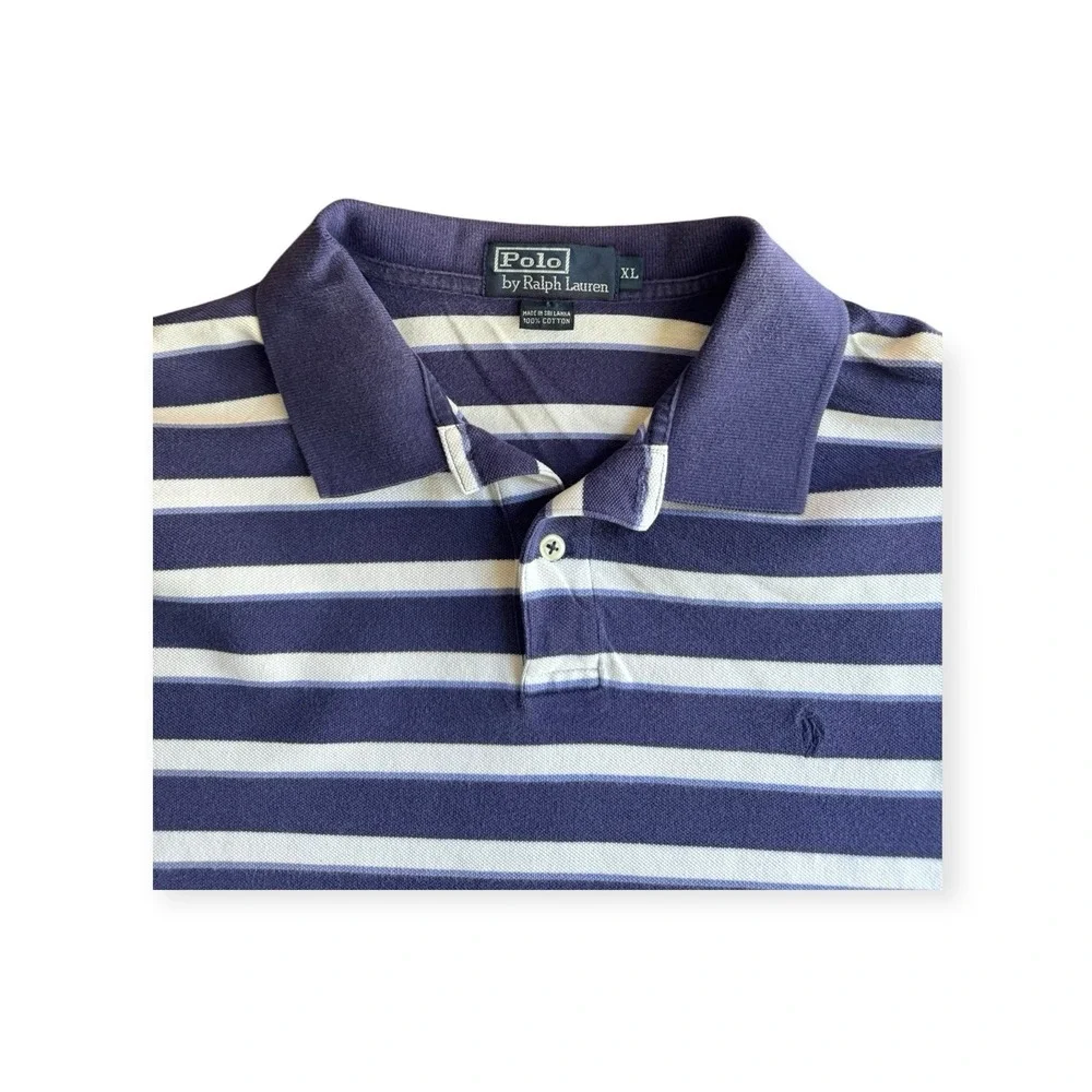 Polo Jeans Company by Ralph Lauren Mens XL  Blue And White Striped Polo‎ Shirt